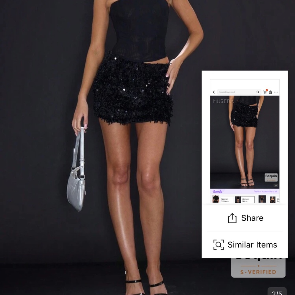 Elegant Black Sequin Mini Skirt NEVER WORN BRAND NEW